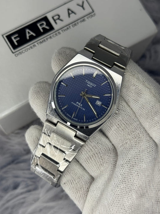 Tissot PRX Powermatic 80 men’s watch with blue dial and stainless steel bracelet