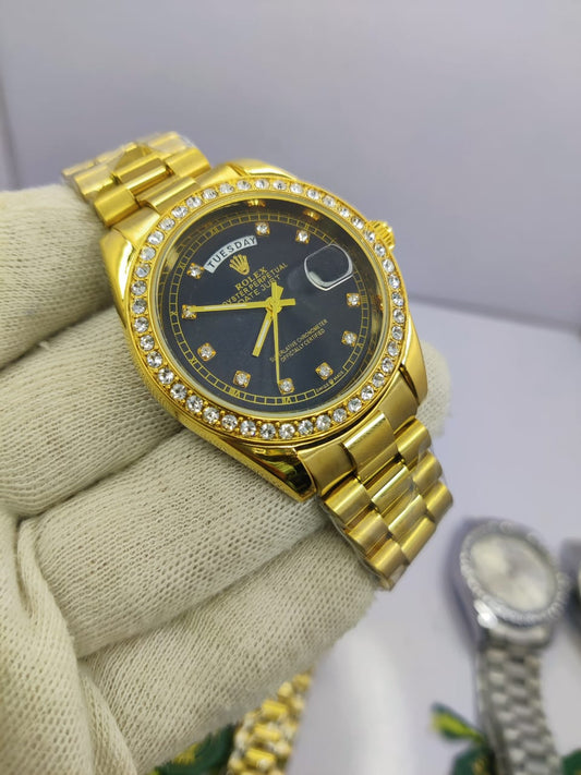 Rolex Oyster Perpetual Men’s Watch – Gold Edition | Day & Date Display(6 Dial color)