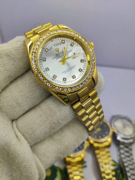 Rolex Oyster Perpetual Men’s Watch – Gold Edition | Day & Date Display(6 Dial color)