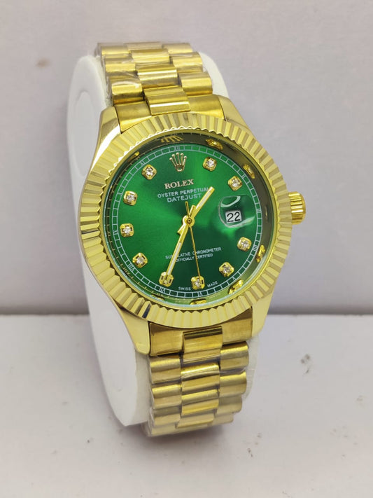 Rolex Oyster Perpetual Datejust Gold Edition with Green Dial – Quartz Movement
